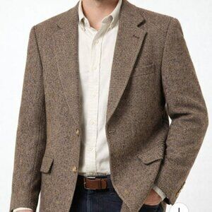 Austin Reed Brown Tweed Blazer Jacket Coat Men 45R Wool Classic Casual Old Money